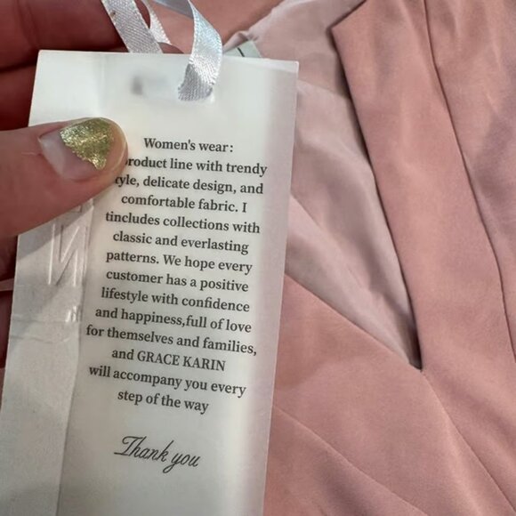 Grace Karin NWT pink pleated sleeveless dress tie belt V-neck size small D50 - Picture 4 of 7